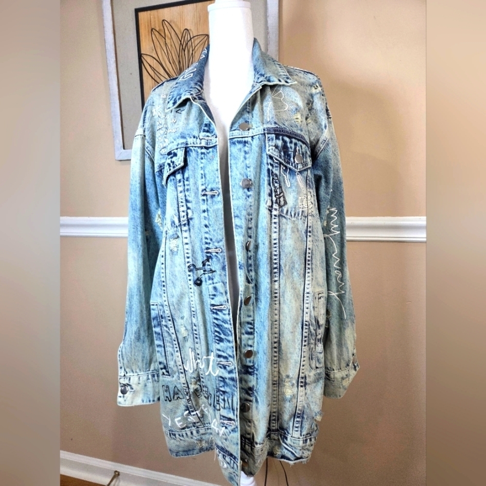 Women's Light Blue Denim Jacket Overside.